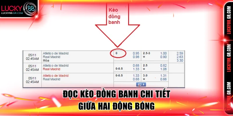 Đọc kèo đồng banh chi tiết giữa hai động bóng.